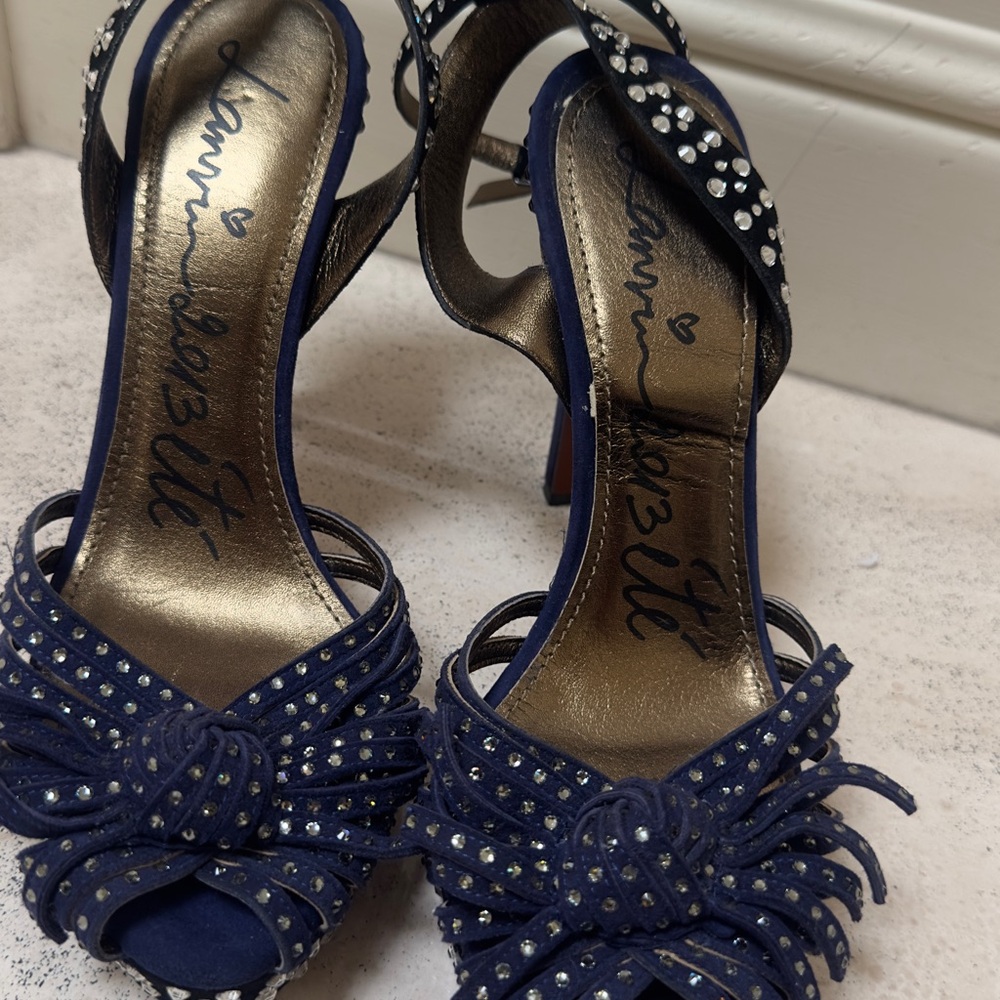 Lanvin Blue and Gold Heels